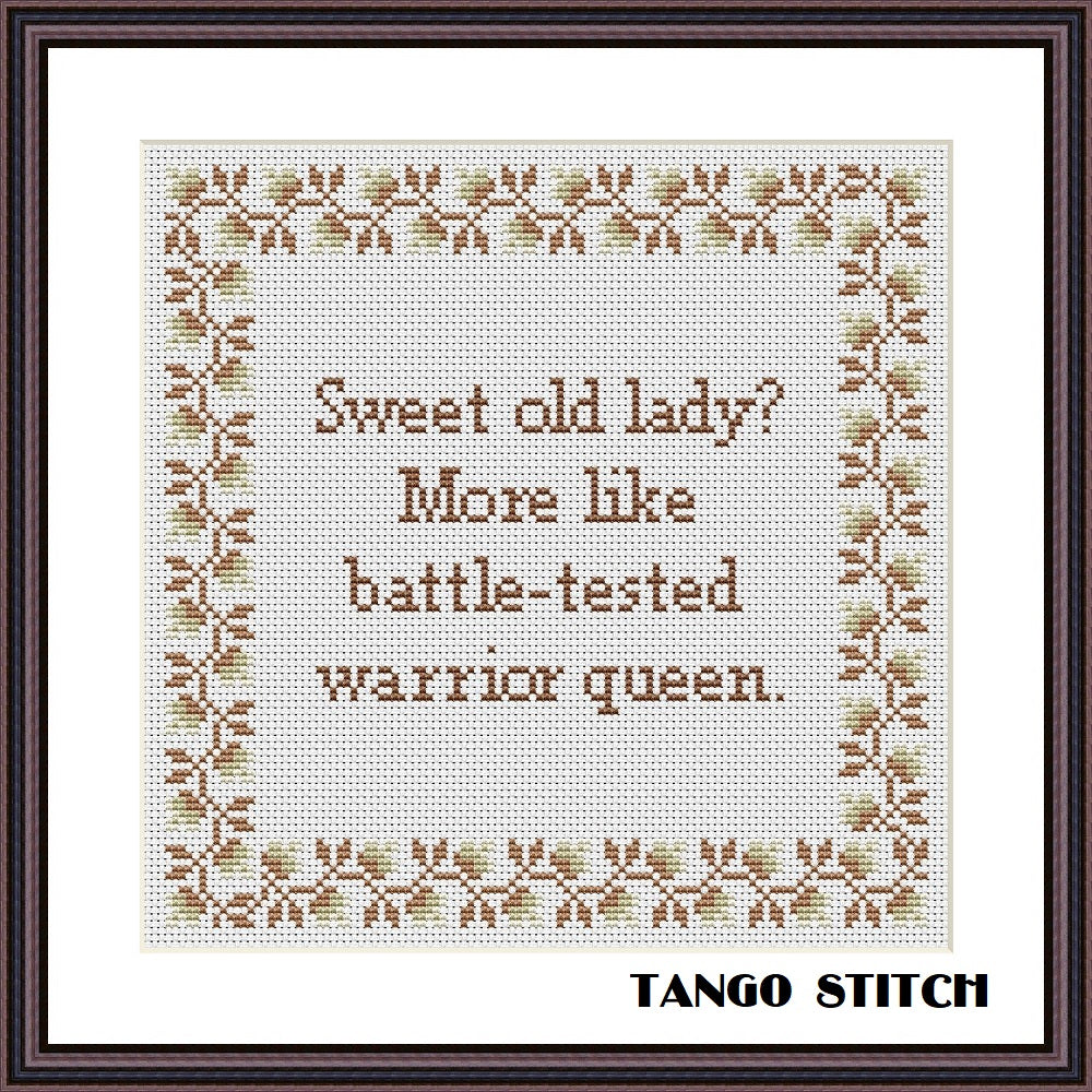 Old lady funny grandma greeting cross stitch pattern – JPCrochet, image size:1000x1000