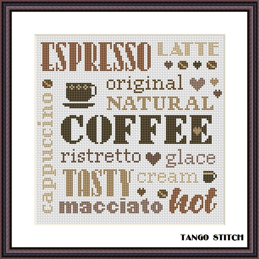 Coffee Quote Cross Stitch Pattern Download PDF Coffee Sampler 