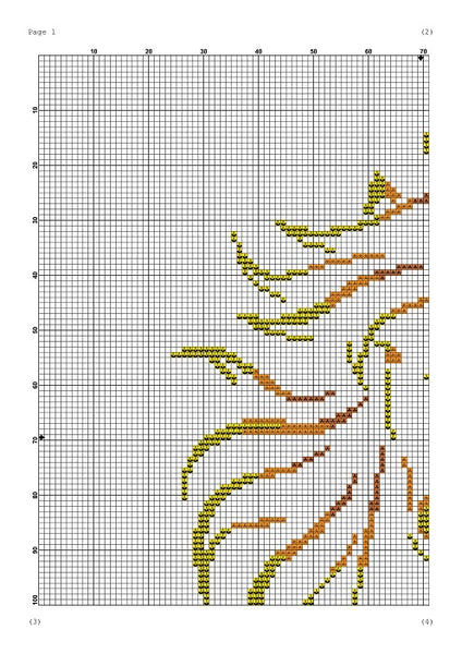 Fire horse cross stitch pattern orange gradient