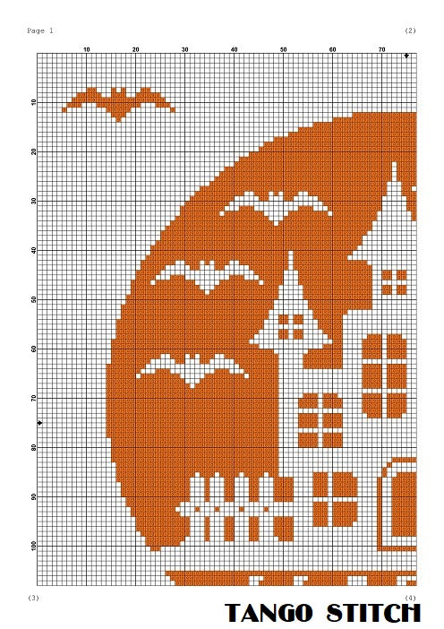 Witch House Cross Stitch Pattern, Hello Halloween Cross Stitch PDF