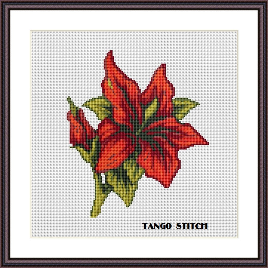 lily flower cross stitch pattern Lily cross stitch flower pattern