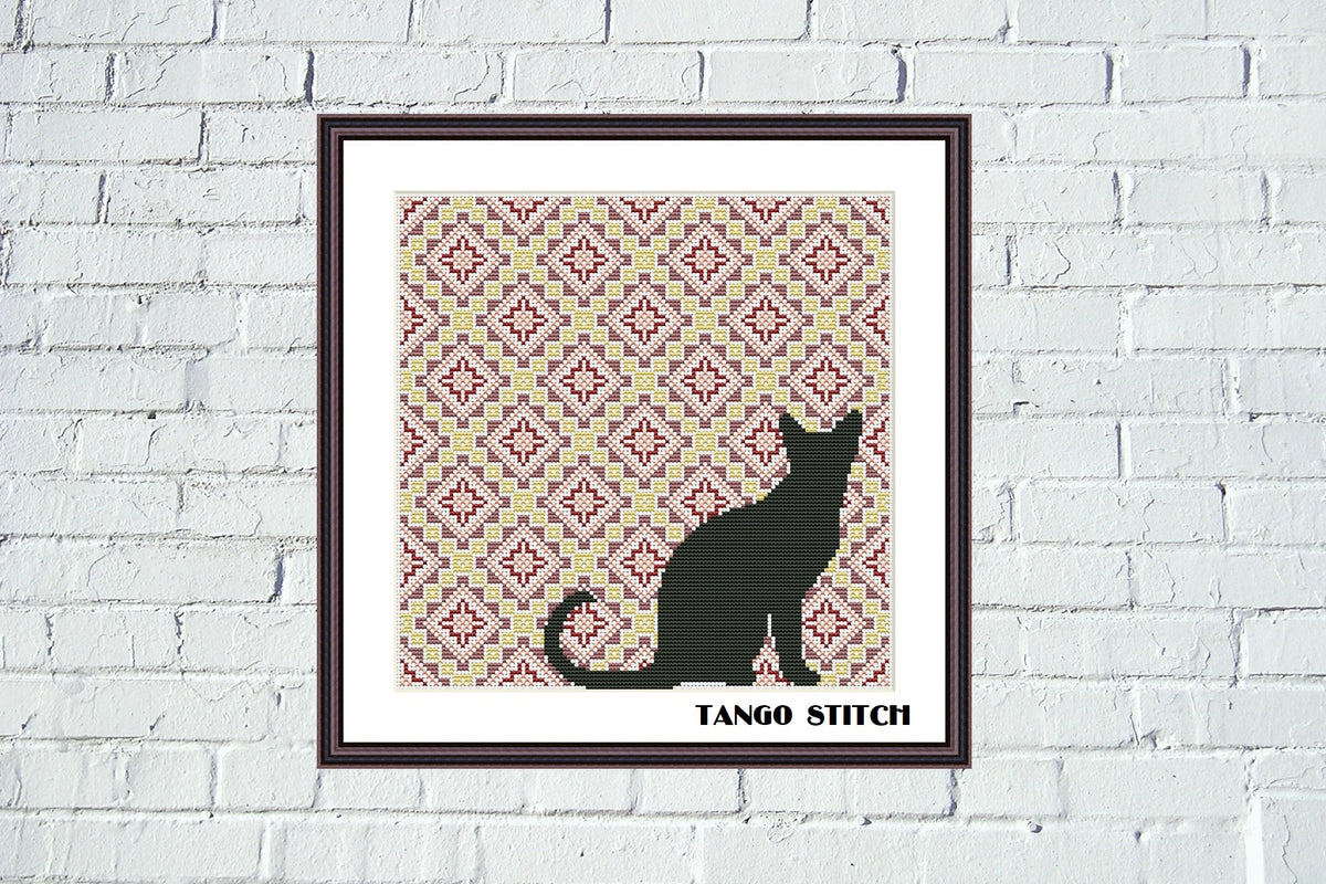 Easy cat ornament cross stitch embroidery pattern – JPCrochet