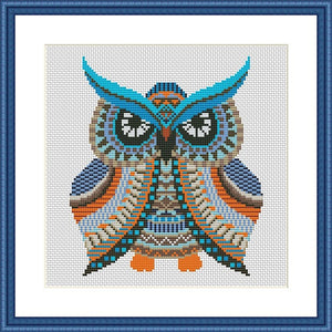 Cute owl mandala free cross stitch embroidery pattern