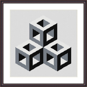 Black and white cutes geometric free cross stitch pattern