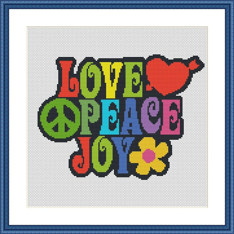 Love peace free cross stitch pattern