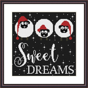 Sweet dreams funny sheeps cross stitch pattern