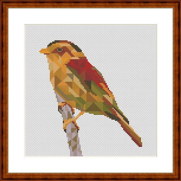 Cute small bird geometric free cross stitch pattern