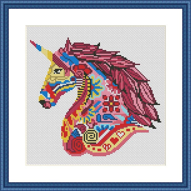 Unicorn funny cute magic animal free cross stitch pattern