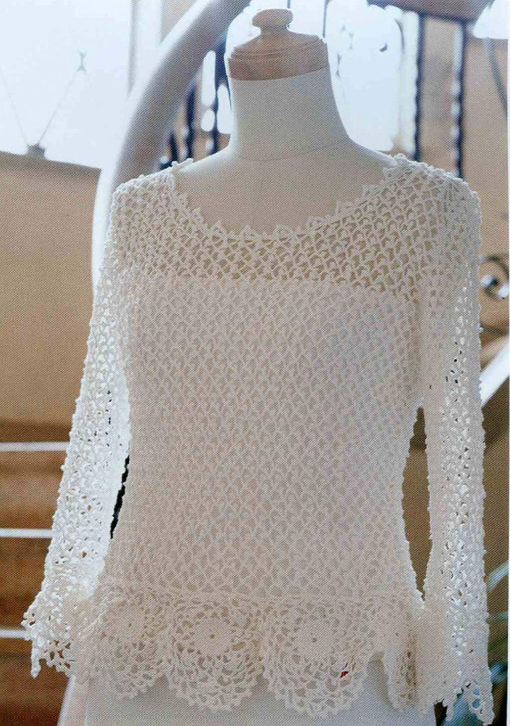 Elegant white crochet pullover pattern