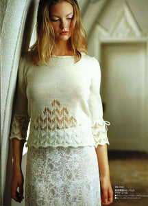 Cute easy white sweater knitting pattern