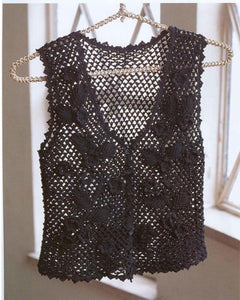 Black Irish lace cute crochet vest pattern