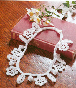 Irish lace crochet flowers necklace cute pattern