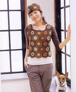 Cute easy crochet motifs vest and hat pattern