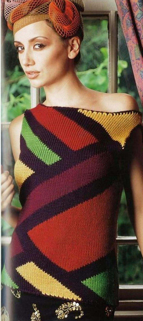 Color block sleeveless sweater knitting pattern