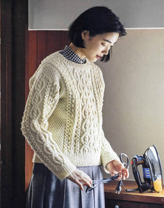 White women pullover with arans simple knitting pattern