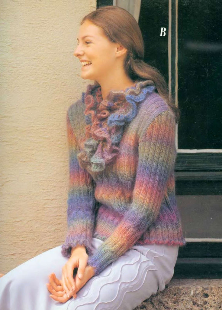 Cute mohair pullover easy knitting pattern