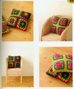 Colorful granny square pillowcase crochet motif pattern