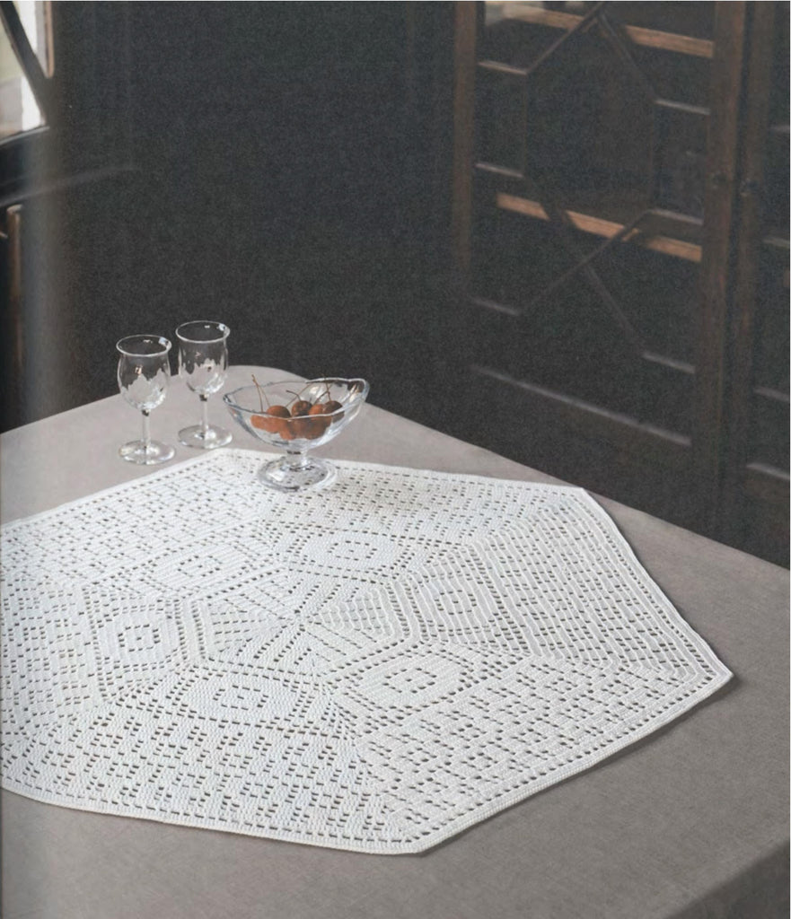 Stylish filet lace crochet doily