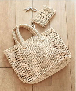 Beige tote bag easy crochet pattern