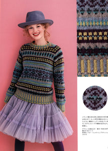 Fair Isle easy knitting sweater for girl
