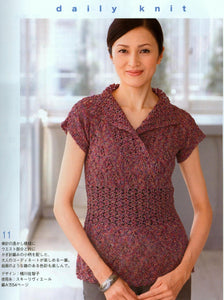 Elegant short sleeves sweater crochet and knitting pattern