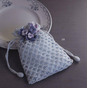 Cute crochet bag with small Irish lace flowers
