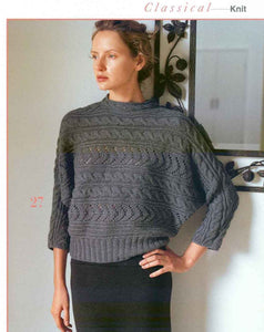 Gray cable pullover knitting pattern