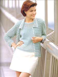 Light green top and jacket combo knitting pattern