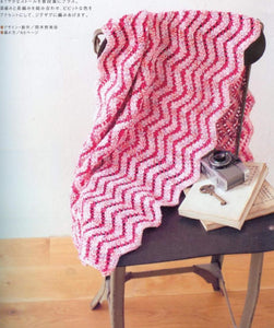 Pink striped zig zag crochet shawl pattern