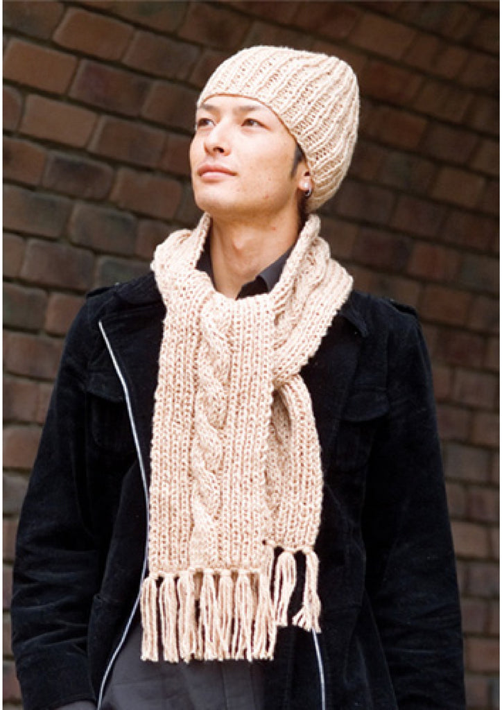 Men hat and scarf set knitting pattern