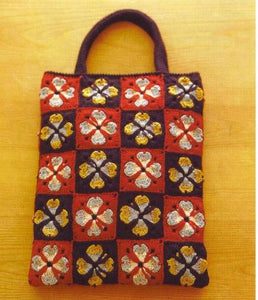 Crochet square motifs colorful shopping bag