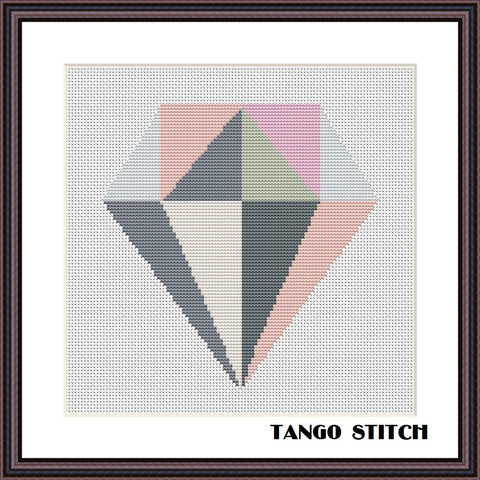 Grey diamond geometric free cross stitch pattern