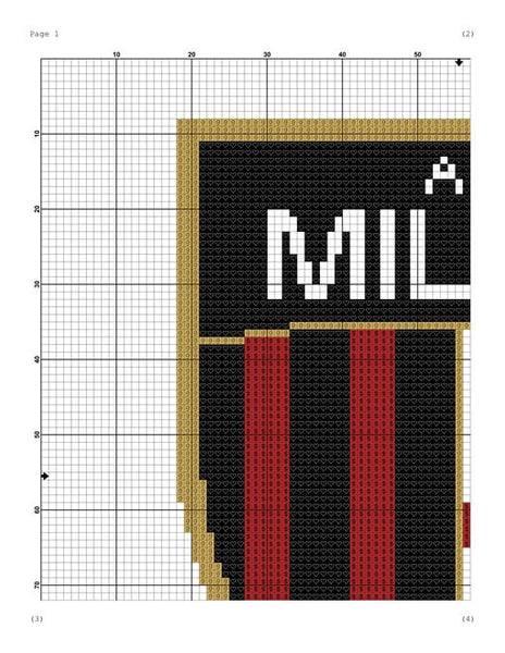 AC MILAN easy sport cross stitch pattern