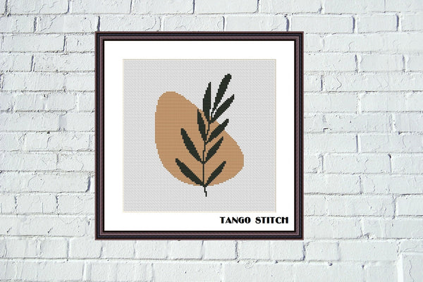 Minimalistic simple leaf cross stitch pattern - Tango Stitch