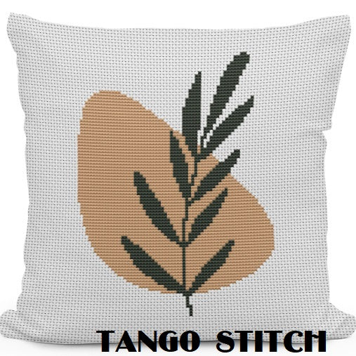 Minimalistic simple leaf cross stitch pattern - Tango Stitch