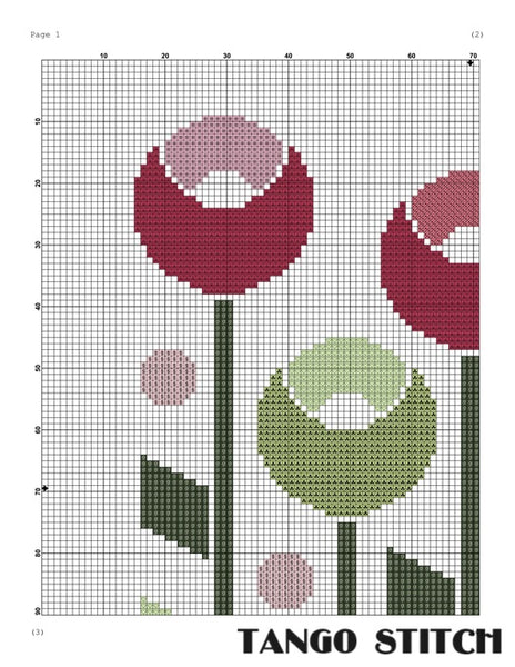 Spring flowers geometric cross stitch pattern - Tango Stitch