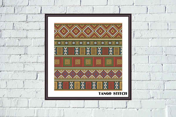 African ornament sampler cross stitch pattern- Tango Stitch