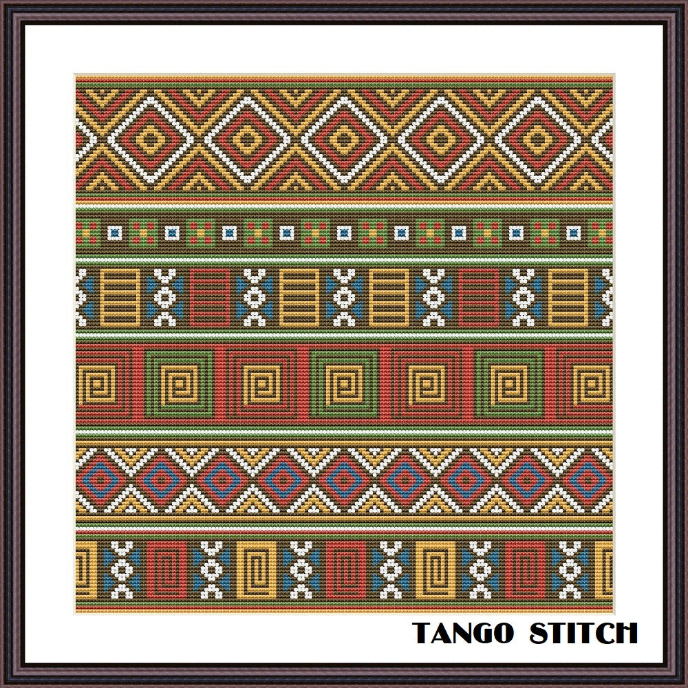 African ornament sampler cross stitch pattern- Tango Stitch