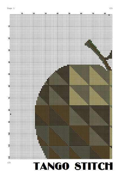 Geometric apple abstract design cross stitch pattern - Tango Stitch 
