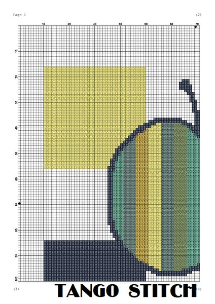Apple stripe silhouette abstract cross stitch pattern - Tango Stitch