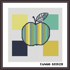 Apple stripe silhouette abstract cross stitch pattern - Tango Stitch