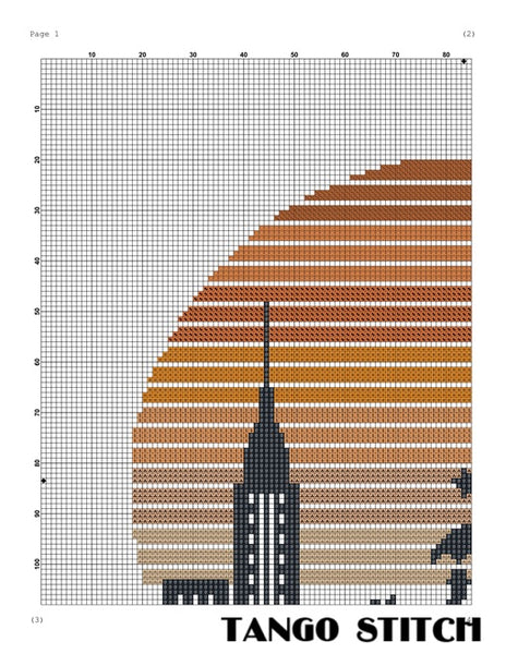 Autumn in a big city cross stitch pattern - Tango Stitch