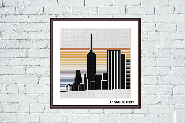 Big city skyline cross stitch pattern - Tango Stitch