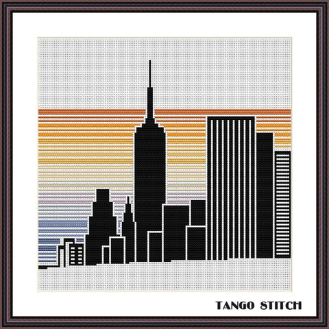 Big city skyline cross stitch pattern - Tango Stitch
