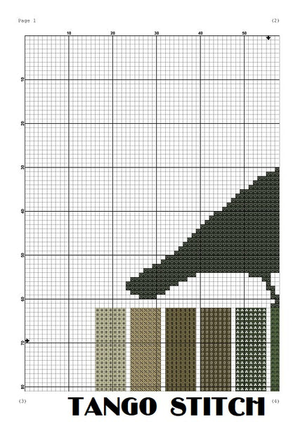 Cute bird on a fence silhouette cross stitch pattern - Tango Stitch