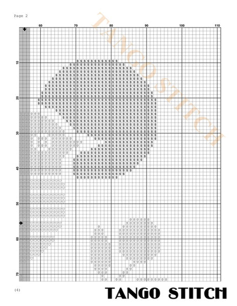 Cross-stitch pattern grid with 'Tango Stitch' branding. Abstract modern minimalist stripe bird cross stitch pattern - Tango Stitch