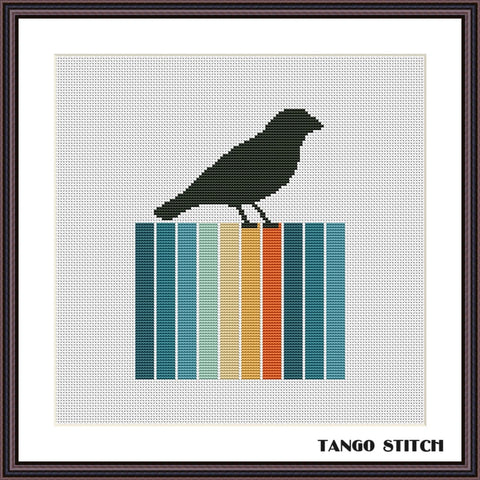 Black bird silhouette easy cross stitch pattern - Tango Stitch