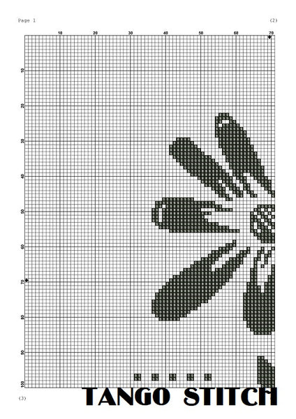Simple black flower cross stitch pattern - Tango Stitch