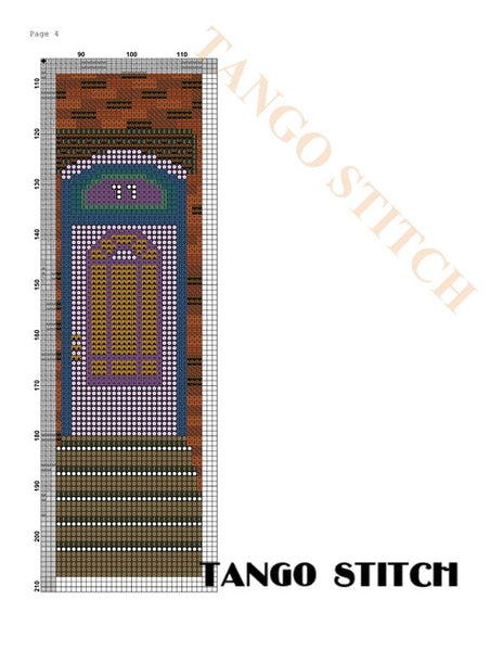 City brick house landscape cross stitch pattern, Tango Stitch