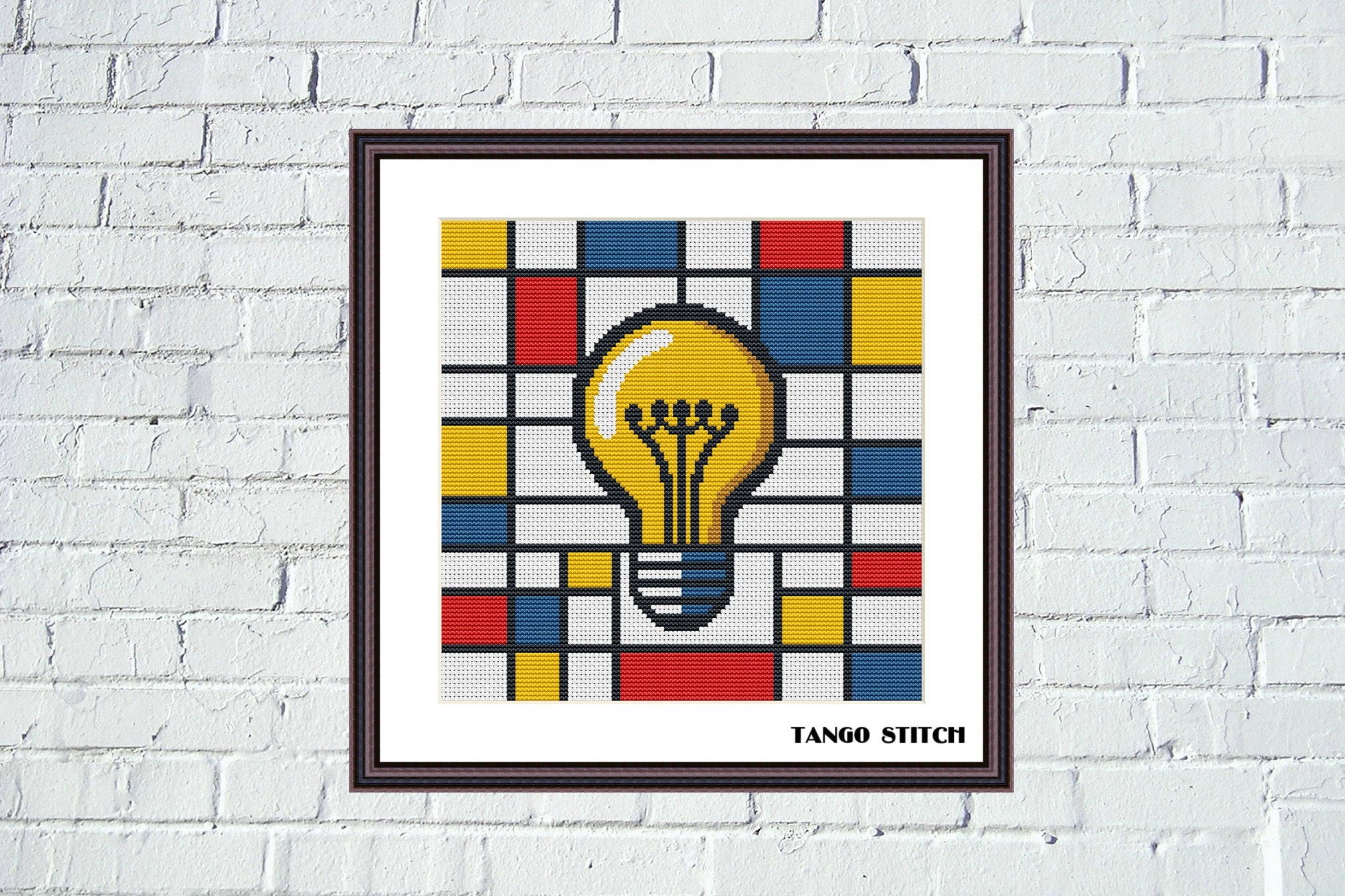 Mondrian inspired light bulb cross stitch pattern – JPCrochet